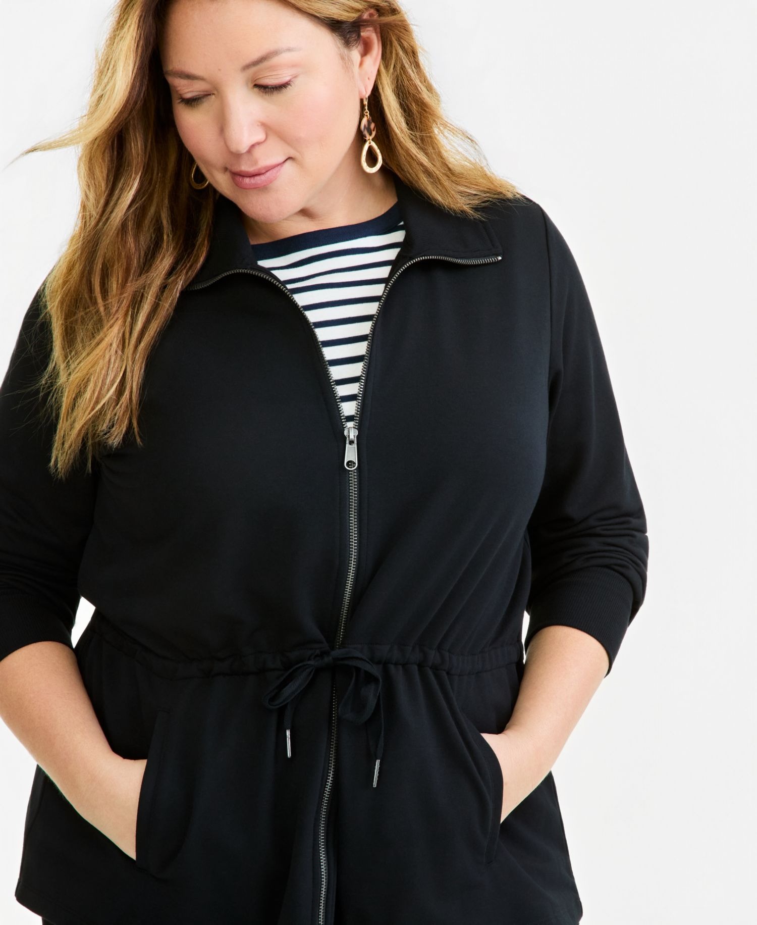 Plus Size LuxLounge French Terry Zip-Up Jacket