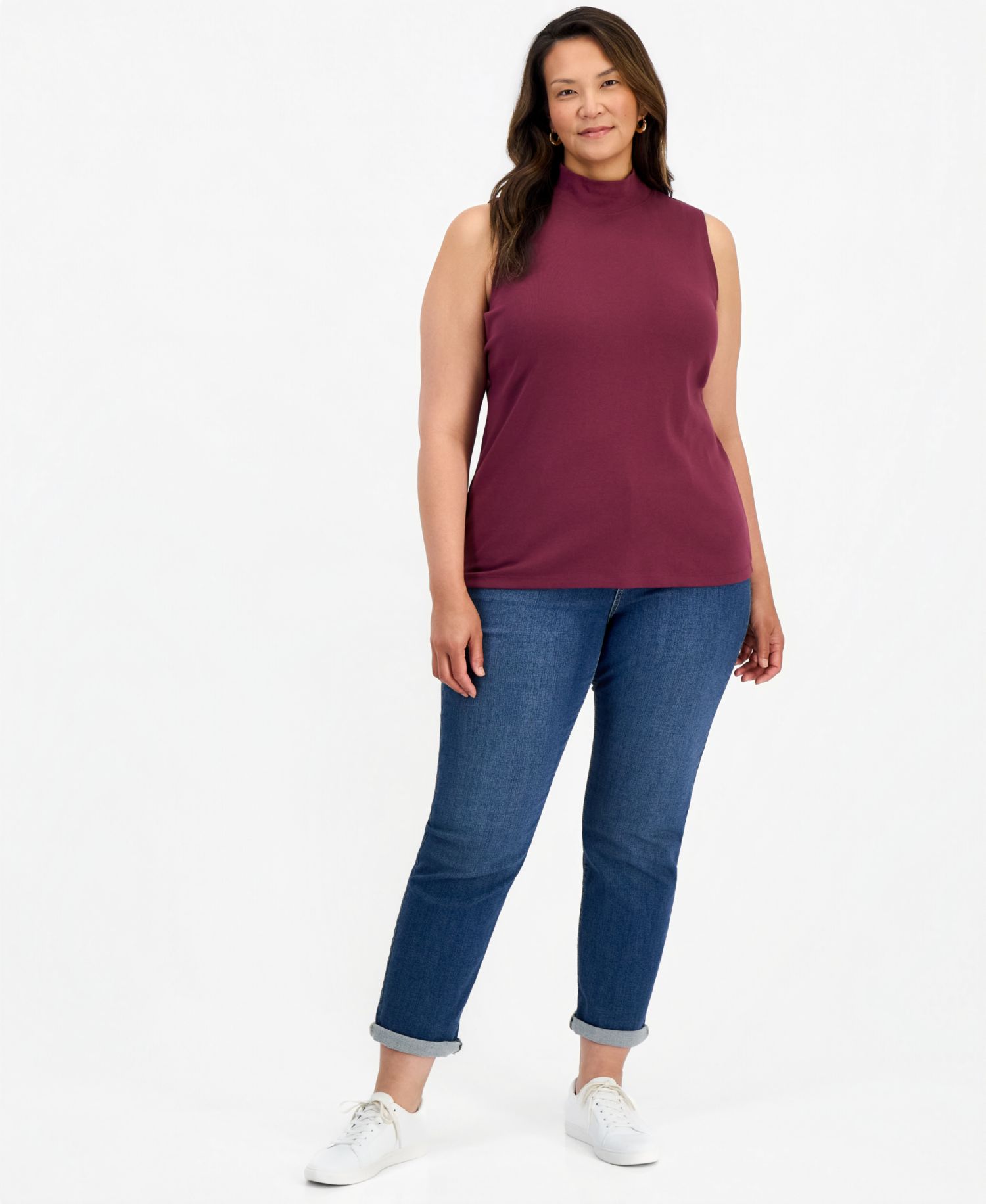 Petite Mock Neck Cotton Tank