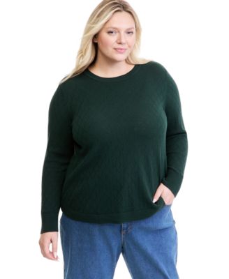 Plus Size Long-Sleeve Curved-Hem Sweater
