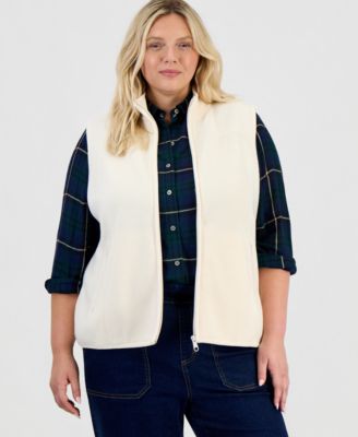 Style & Co - Plus Size Polar Fleece Zip-Front Vest Palomino