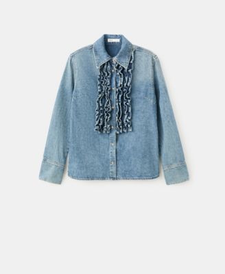 Women's Ruffled Denim Shirt