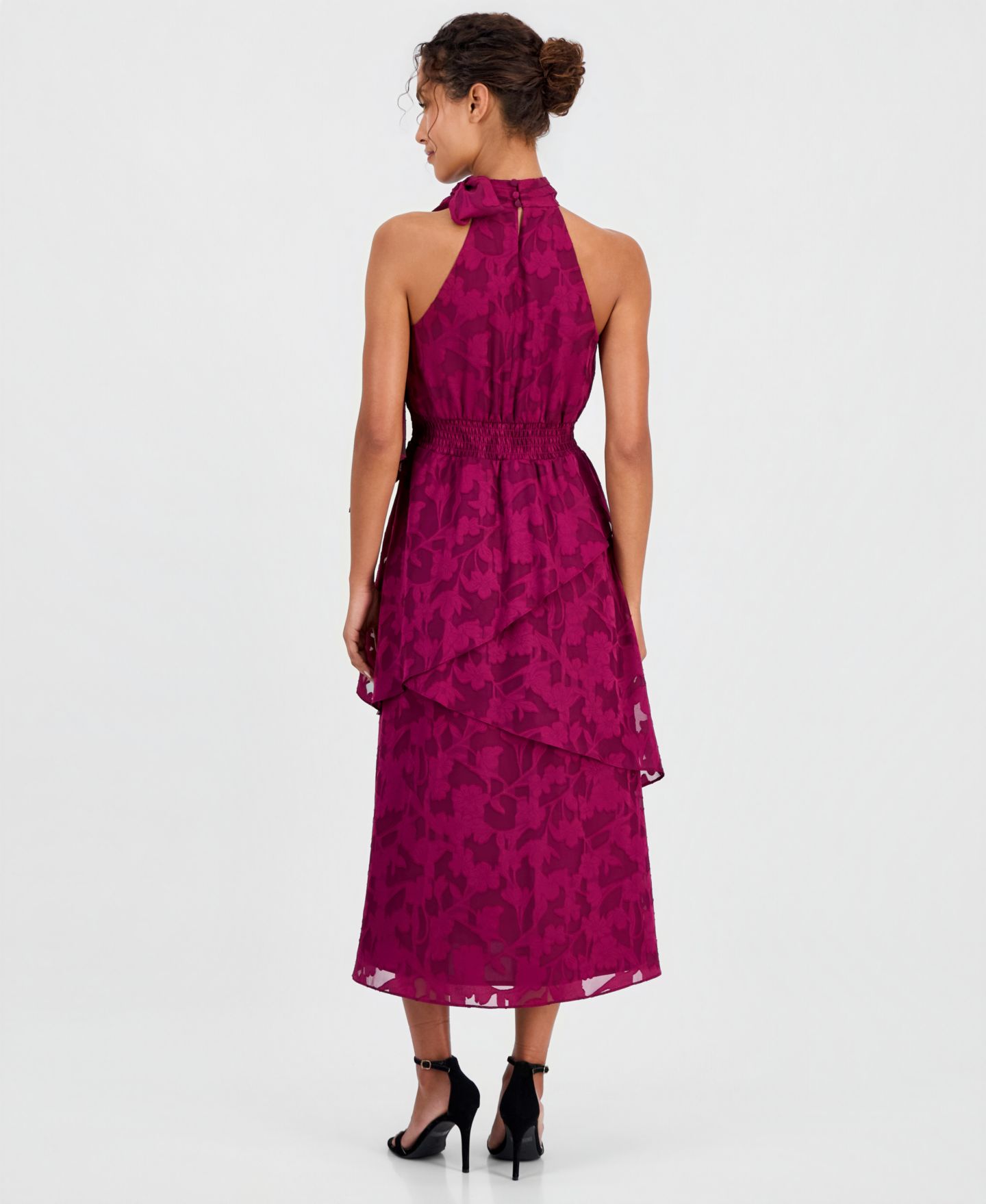 Женское платье Anne Klein Tiered Midi, цвет: Свекольный — фото 5