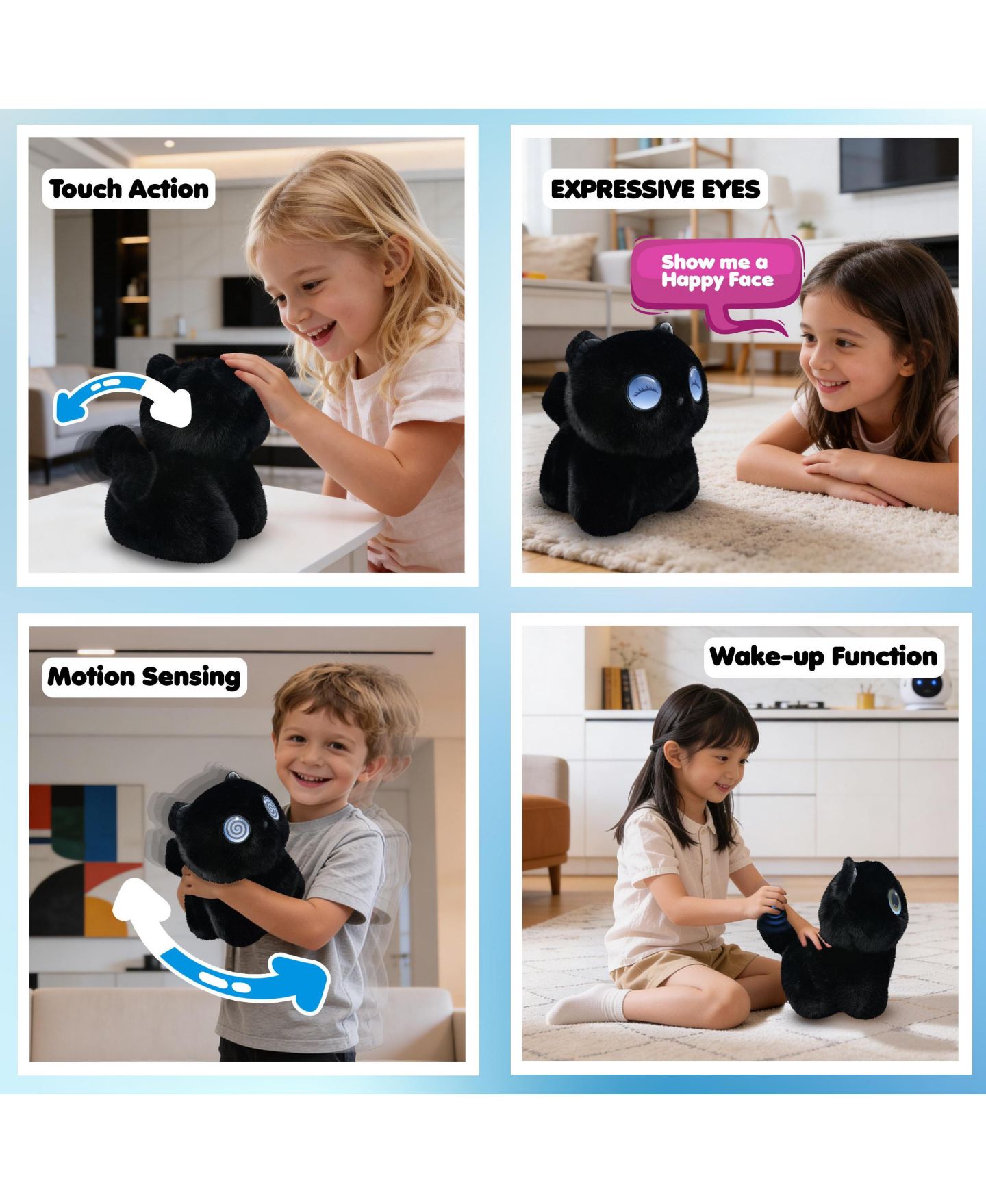Детская мягкая игрушка Contixo Pixie-Paw 13" AI-Powered Interactive Plush Cat, цвет: Чёрный — фото 6
