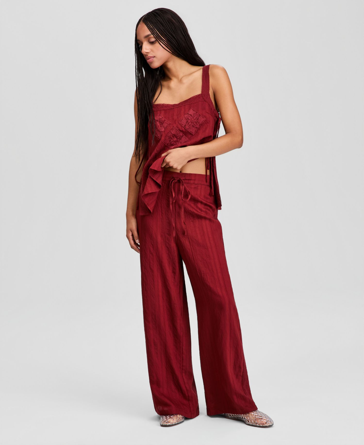 Petite Wide-Leg Drawstring Pants