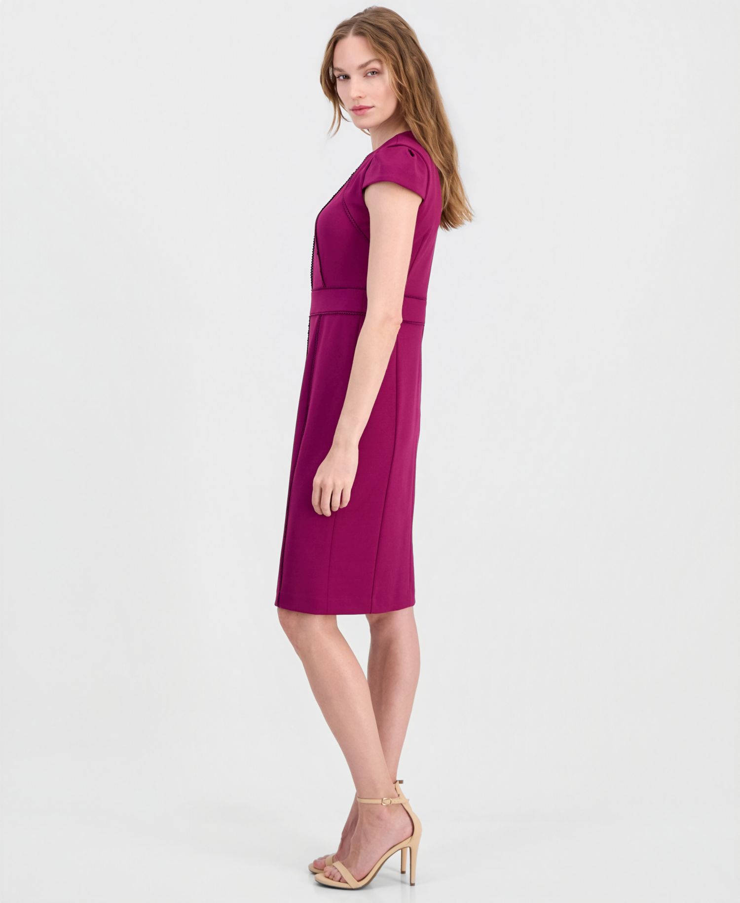 Petite Jewel Neck Sheath Dress