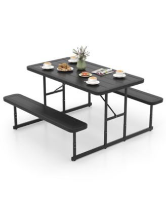 HDPE Outdoor Picnic Table Bench Set for 2-4 People with Umbrella Hole