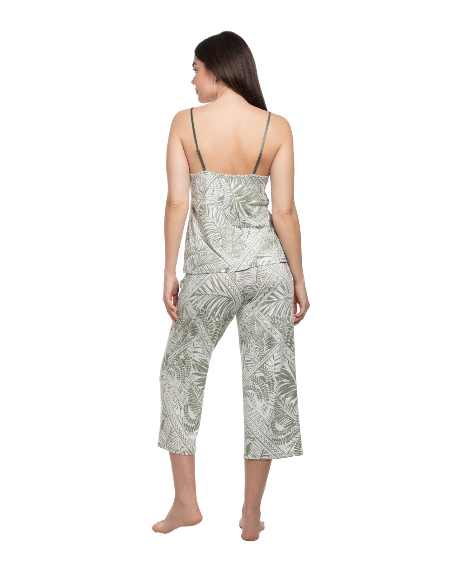 Women's V-Neck Cami Top and Cropped Pants, 2-Piece Set