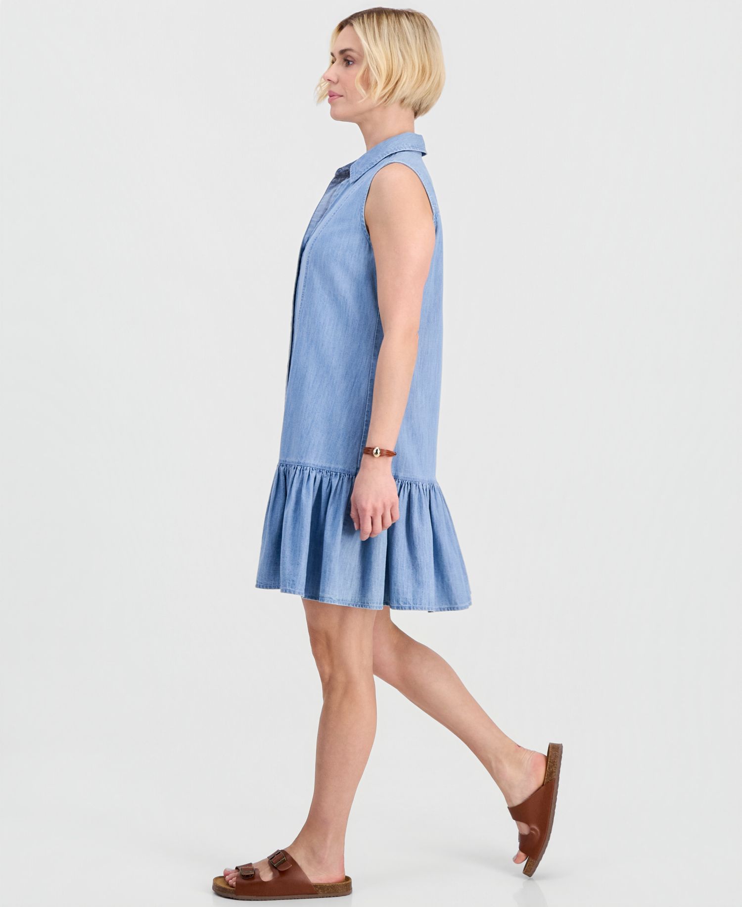 Petite Cotton Chambray Sleeveless Dress