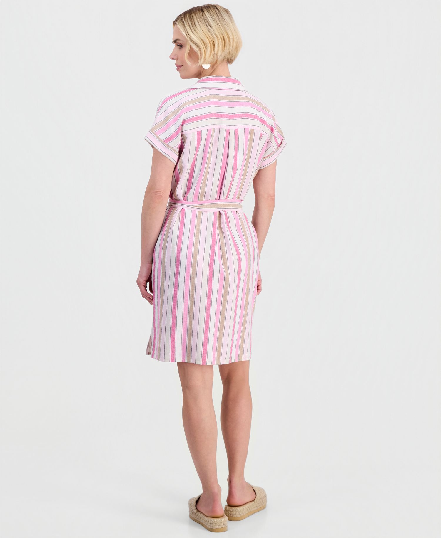 Petite Striped Short-Sleeve Shirtdress