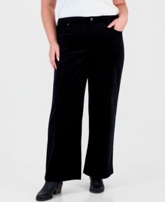 Plus Size High-Rise Wide-Leg Corduroy Pants