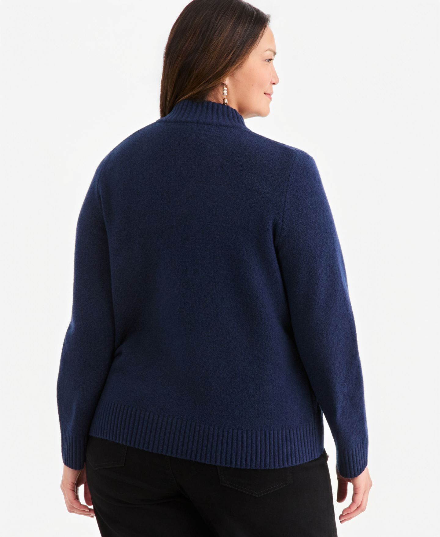 Женский свитер Style & Co Plus Cable Split Mockneck Long-Sleeve, цвет: Синий — фото 2