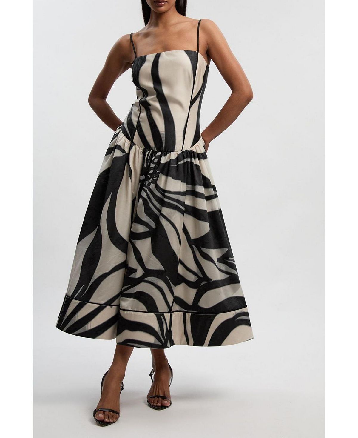 Karen Millen Women's Floral Jacquard Maxi Prom Dress view 5 — MAYCSS fashion products