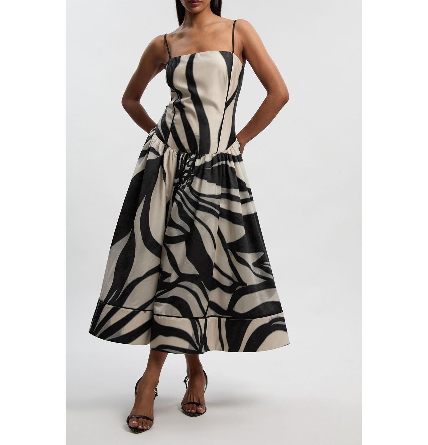 Women's Floral Jacquard Maxi Prom Dress