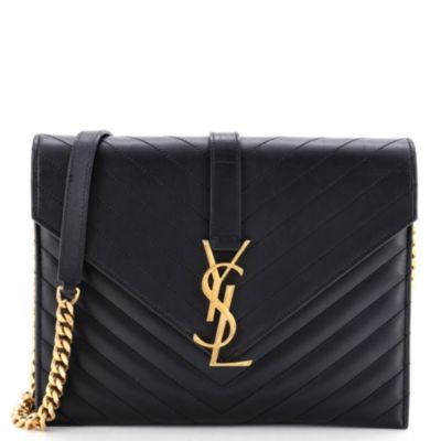 Medium Classic Monogram Envelope Chain Bag Matelasse Chevron Leather