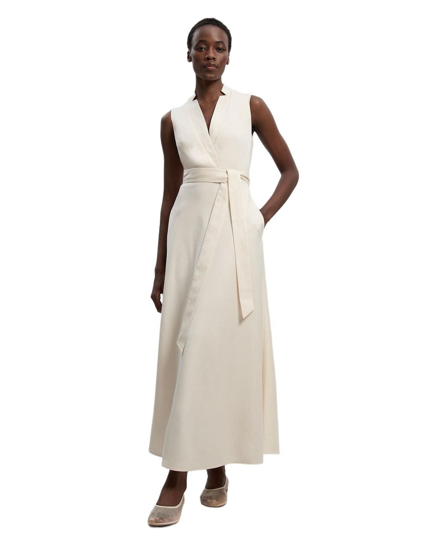 Женское платье Karen Millen Tailored Linen Wrap Maxi, цвет: Слоновая кость — фото 1