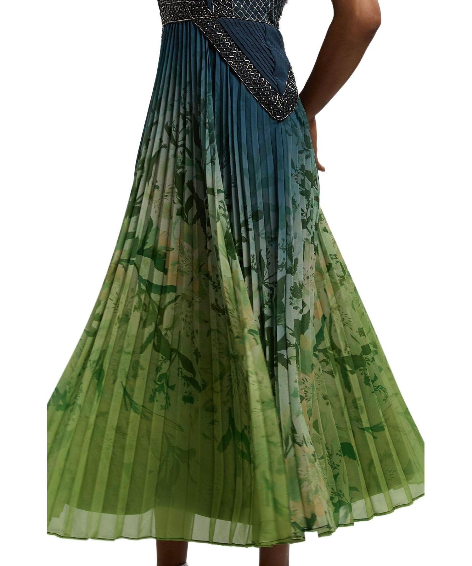 Women's Embellished Pleated Maxi Dress