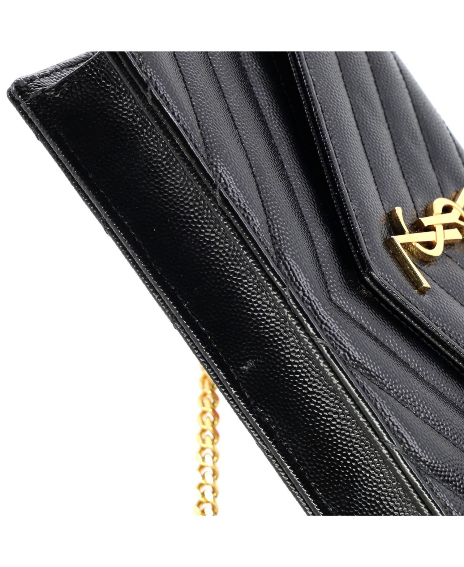 Small Classic Monogram Wallet on Chain Matelasse Chevron Leather