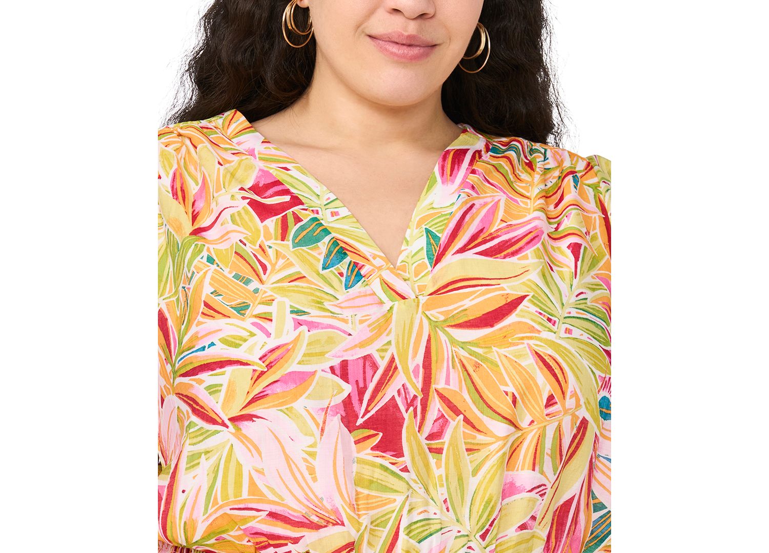 Plus Size Smocked Waist Tiered V-Neck Short-Sleeve Dress