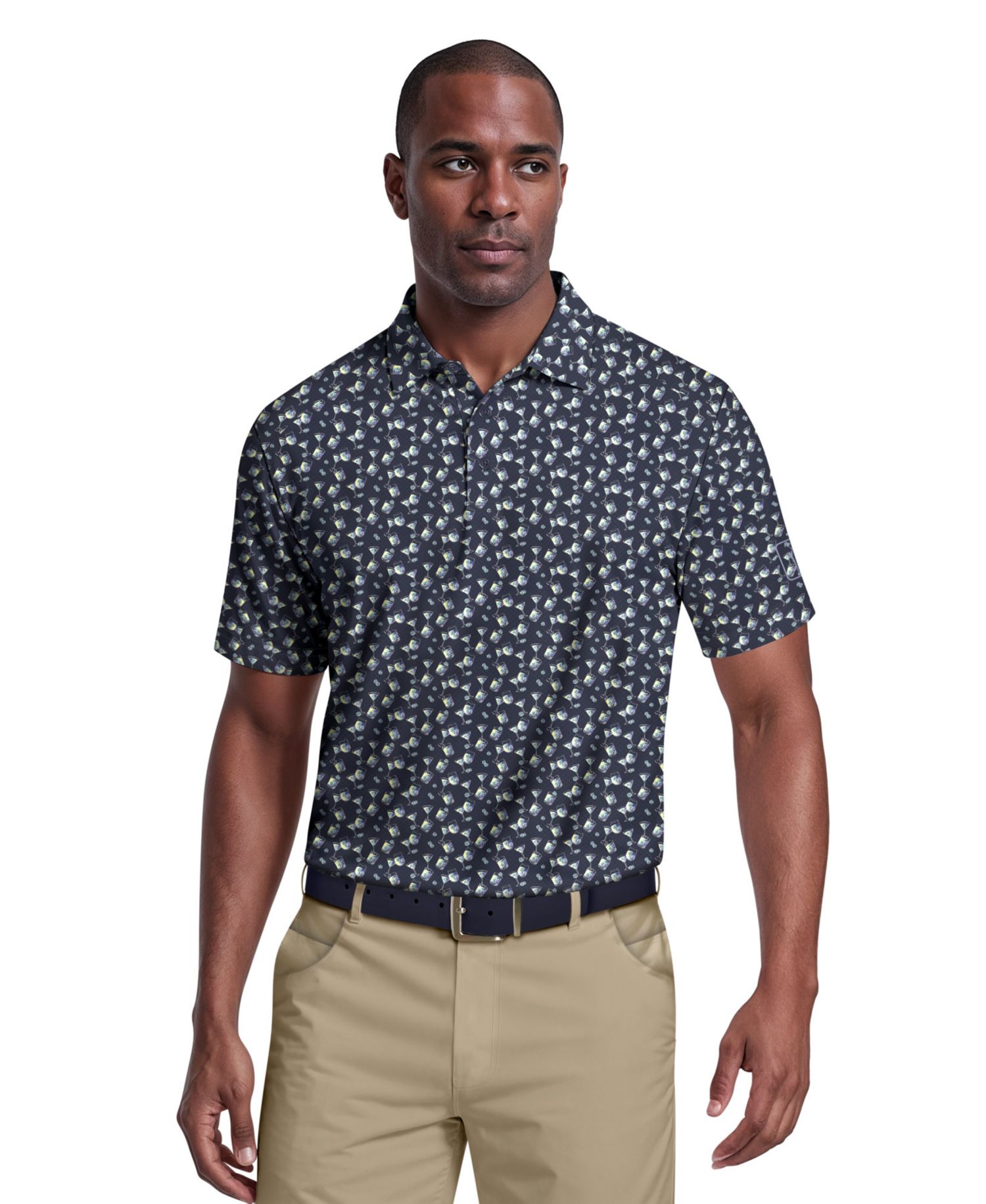 Men's Ombre Cocktail Print Short-Sleeve Polo Shirt