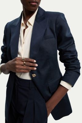 Women's Tailored Linen Single Breasted Blazer