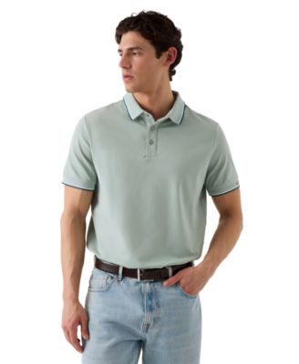 Men's Piqu&eacute; Cuff Short-Sleeve Polo Shirt