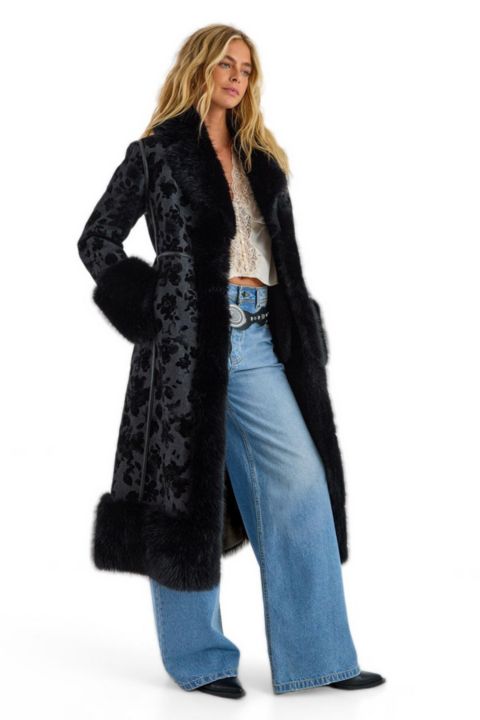Женские куртки Nasty Gal Faux Fur Floral Jacquard Coat