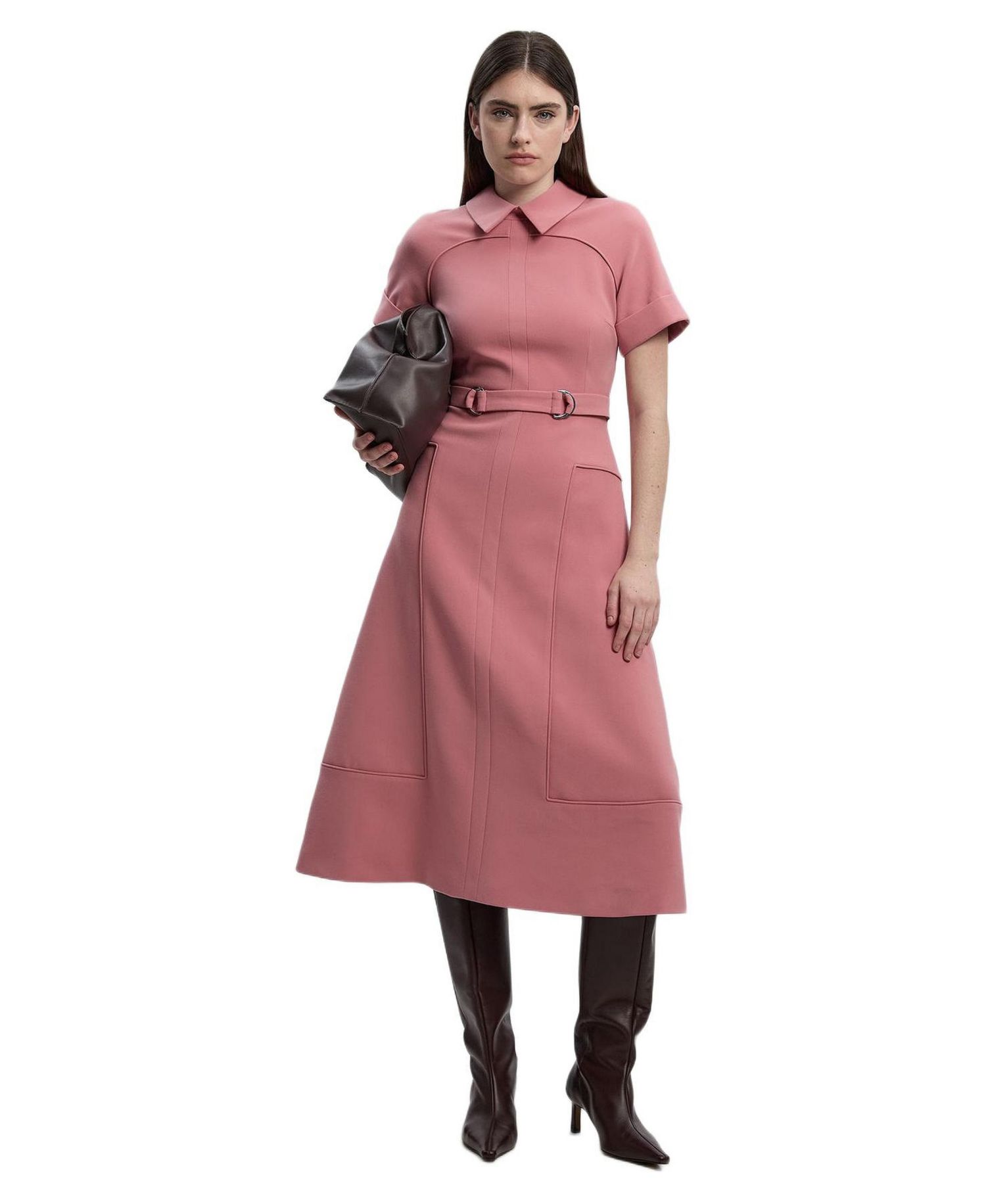 Women's Stretch Tab Detail Full Midi Dress