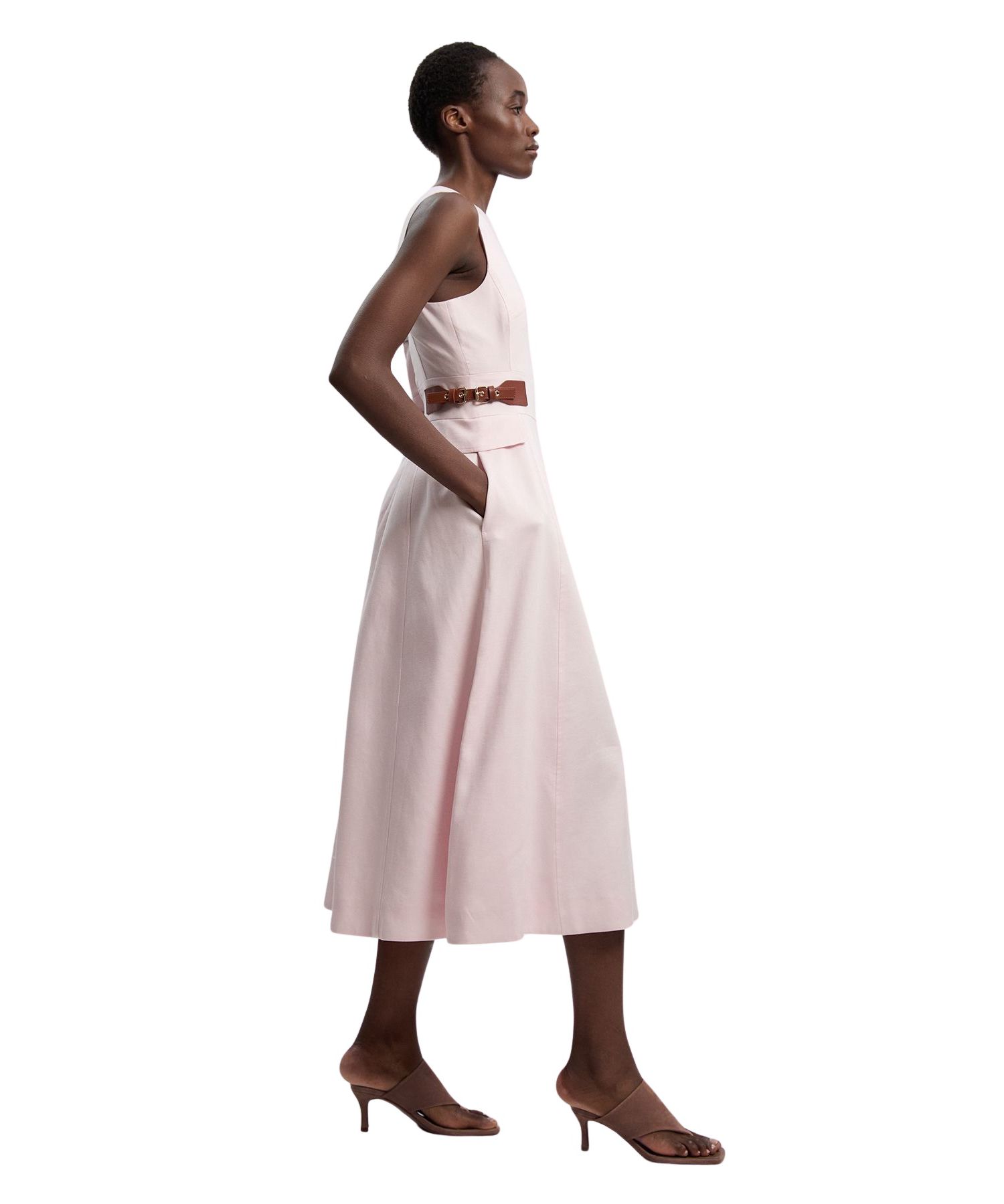 Women's Tailored Linen Full Midi Dress