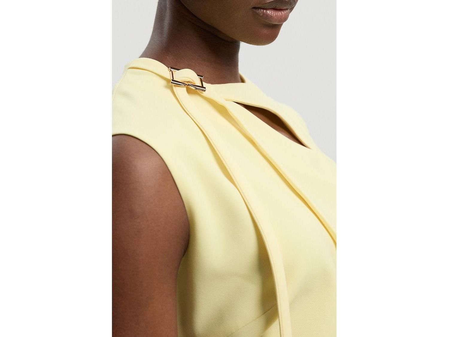 Women's Tailored Drape Neck Midi Dress