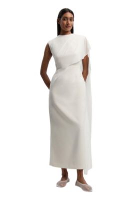 Women's Tailored Cape Drape Maxi Dress