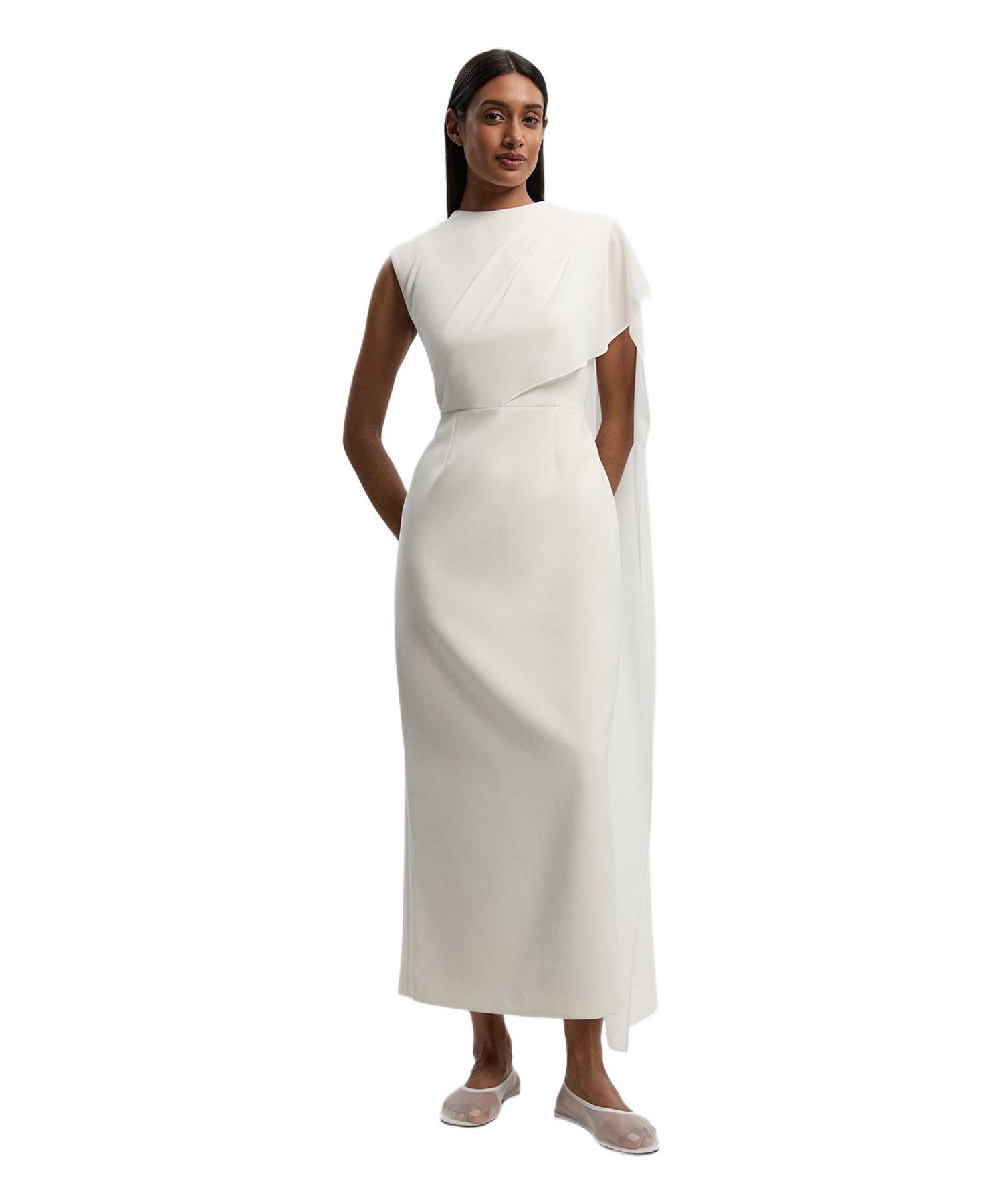 Women's Tailored Cape Drape Maxi Dress
