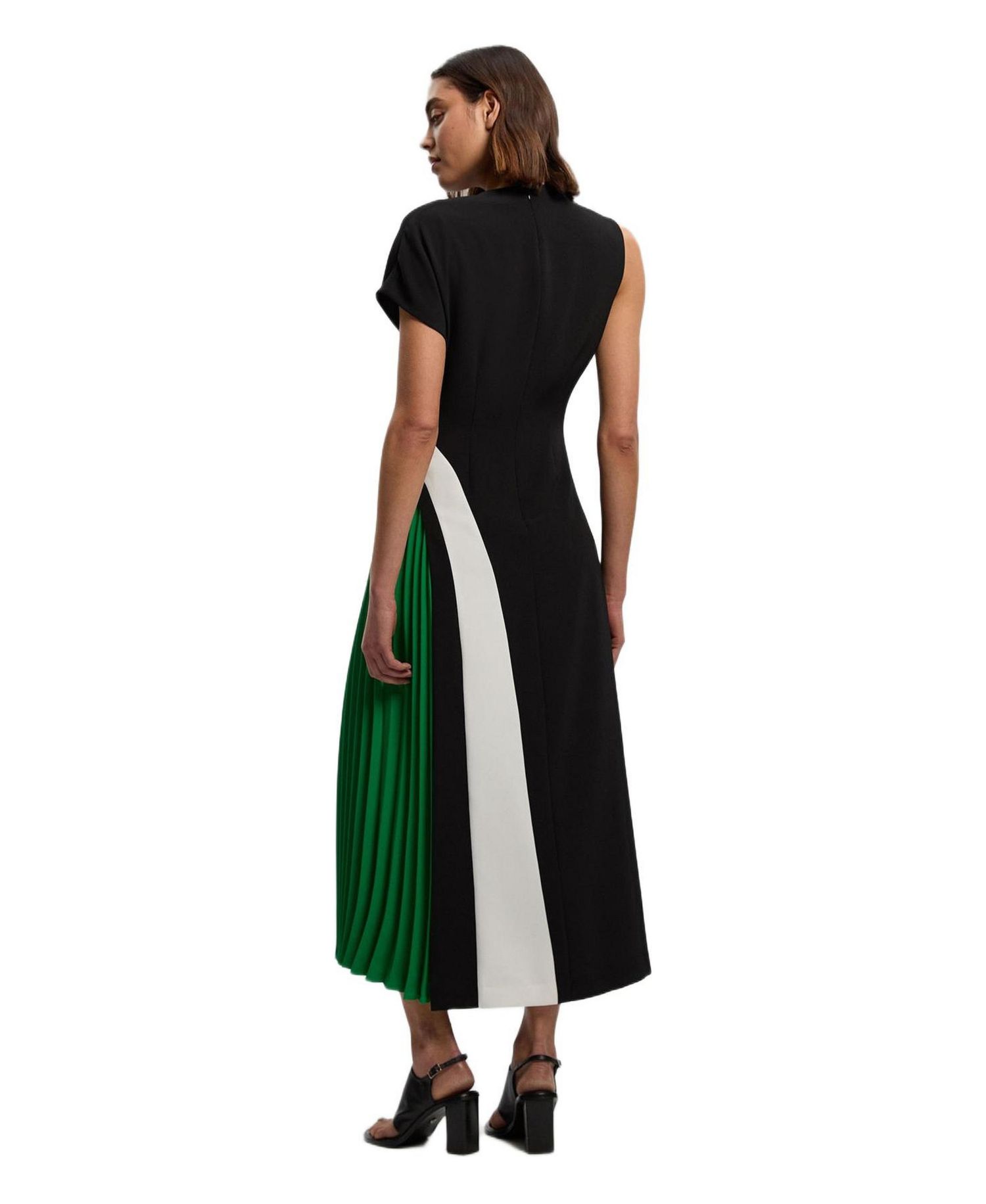 Women's Block Pleated Midi Dress