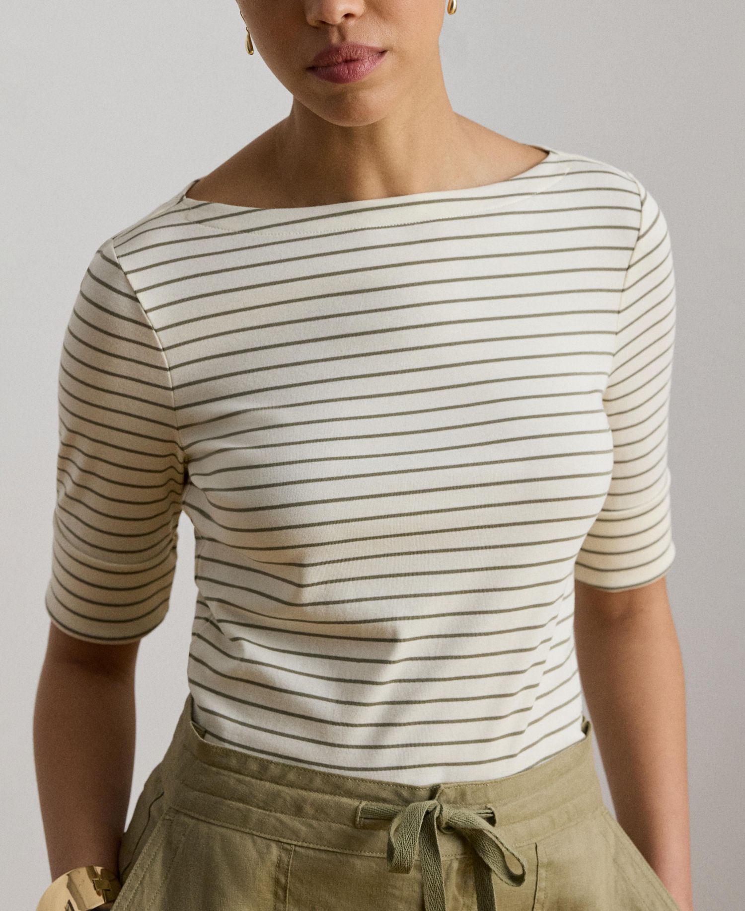 Women's Striped Boat Neck Top