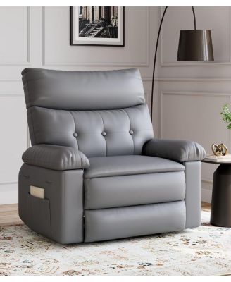 Oversized Extra Wide Recliner Chair - Faux PU Leather Large Manual Recliner for Adults