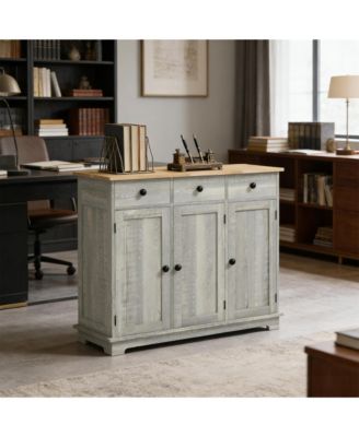 Hallway Storage Cabinet with Drawers Floor Storage Cabinet w/ Adjustable Shelves
