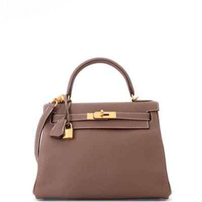 Kelly 28 Handbag Grey Togo with Gold Hardware