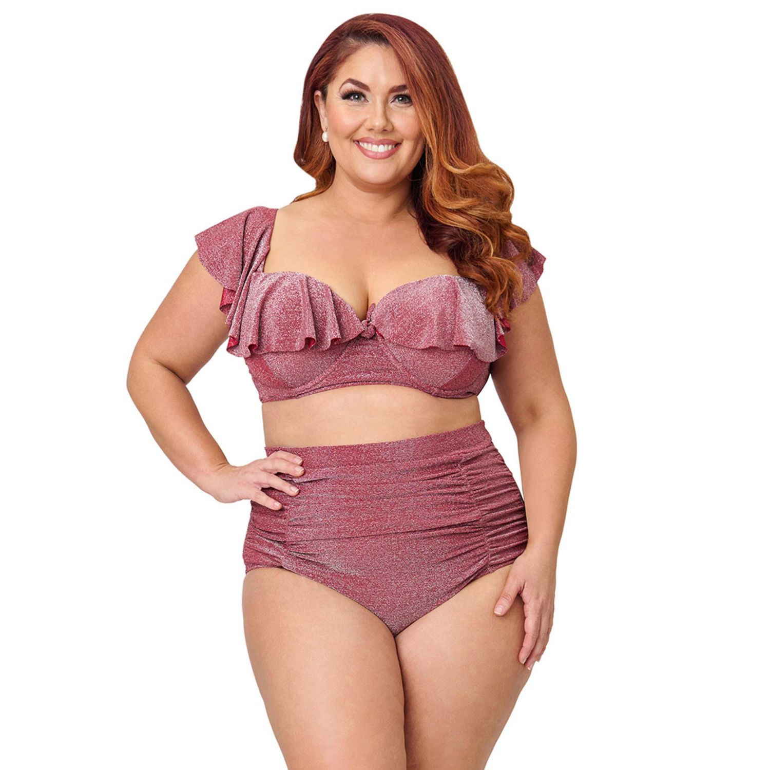 Plus Size Ruffled Cap Sleeve Frida Swim Top