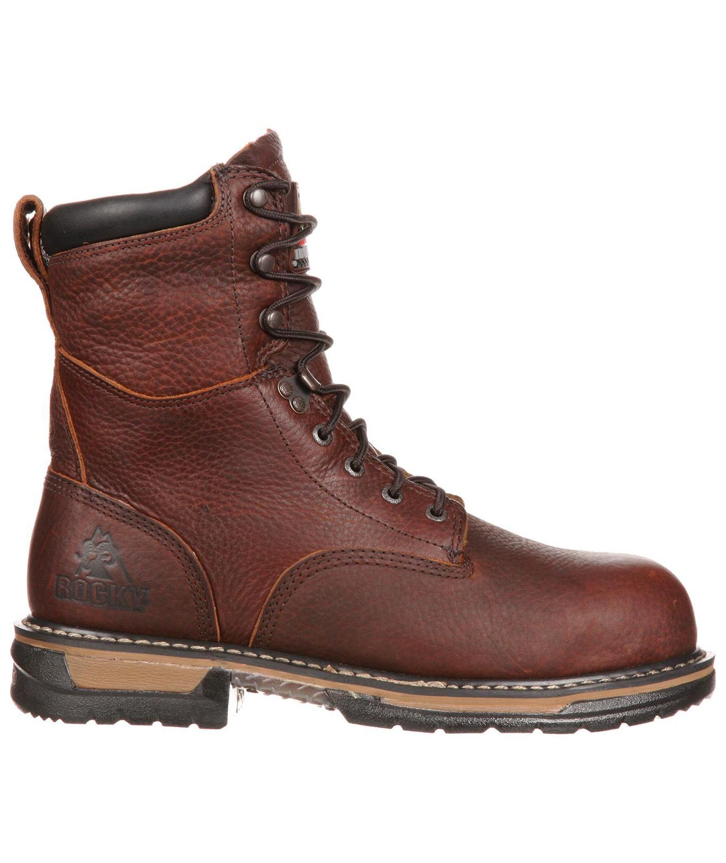 Мужские ботинки ROCKY IronClad Steel Toe Waterproof Work Boot, цвет: Коричневый — фото 6