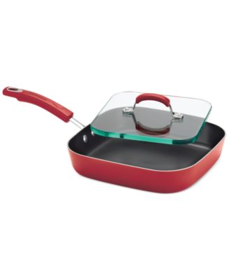 Rachael Ray - Hard Enamel Non-Stick 11" Square Deep Griddle with Glass Press
