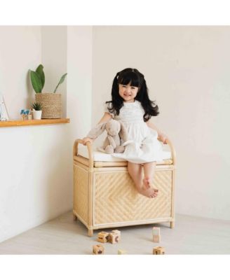 Mia Handcrafted Rattan Storage Trunk and Bench Seating with cushion - Wicker