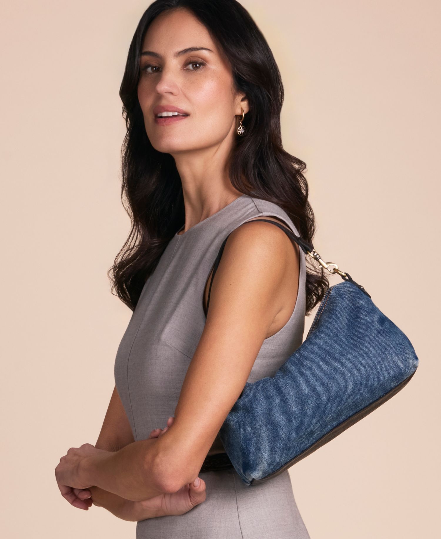 Kolena Medium Denim Hobo Crossbody Handbag