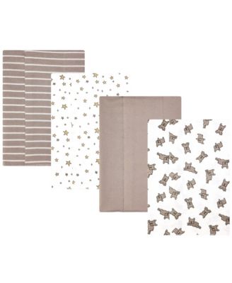 Infant Cotton Poly Flannel Burp Cloths 4-Pack, French Bulldog Stars, One Size
