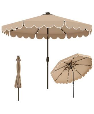 Outdoor Solar Umbrella with 24 LED Lights Patio Canopy