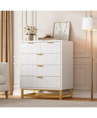 5 Drawer Modern Metal Base Bedroom Dresser