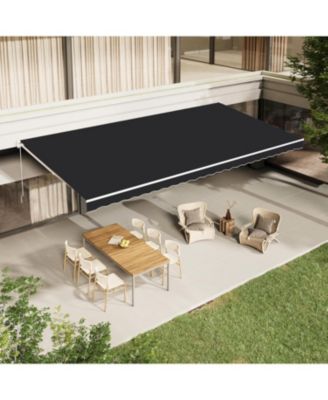 13'x10' Manual Retractable Awning Sun Shade, Patio Awning Canopy