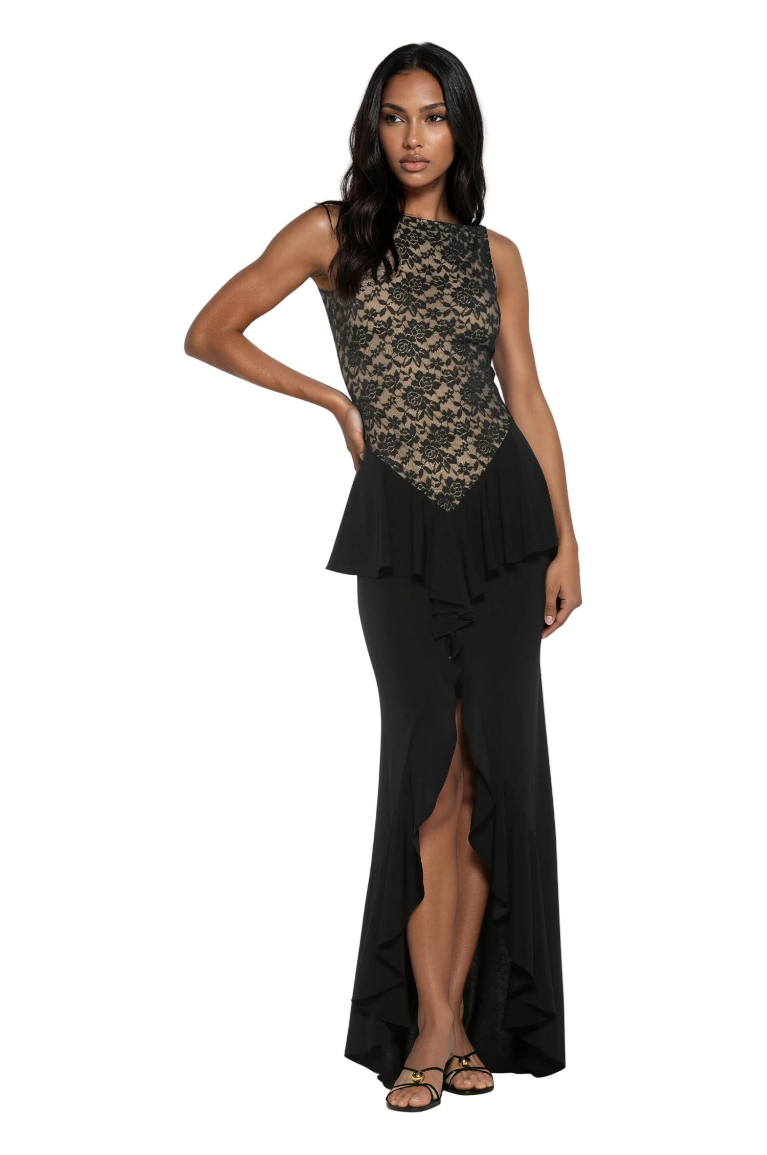 Women's Perrin Boatneck Ruffle Gown
