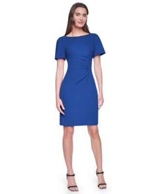 Women's Short-Sleeve Boat Neck Ruched Dress