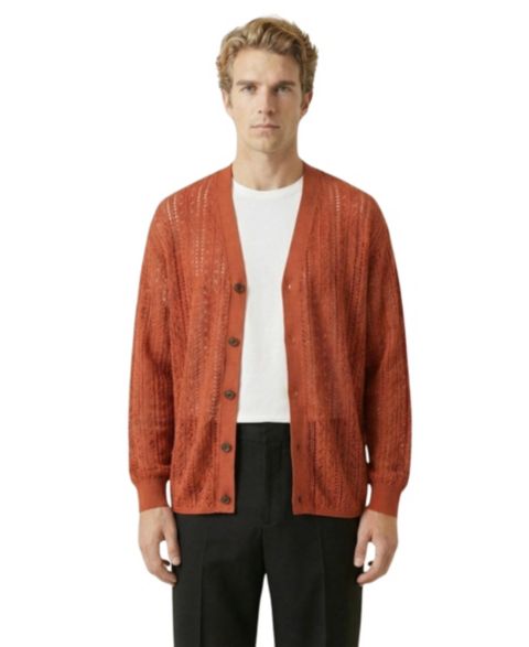 Мужской кардиган Modenaire Open-Knit Button-Front Textured