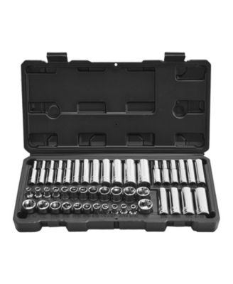 46-Piece Drive Socket Set, SAE & Metric, Deep & Standard, Chrome-Plated CR-V Alloy Steel, Storage Case