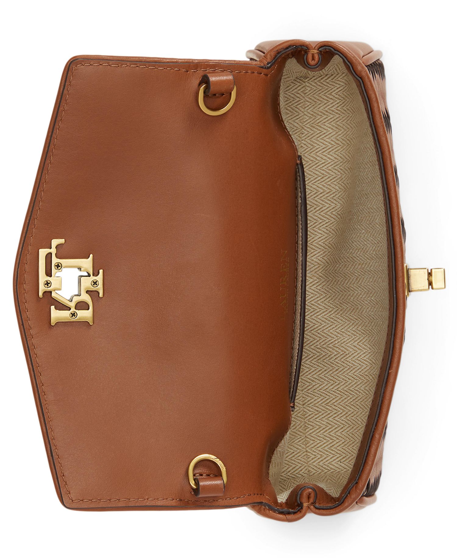 Turn-Lock Woven Leather Wristlet
